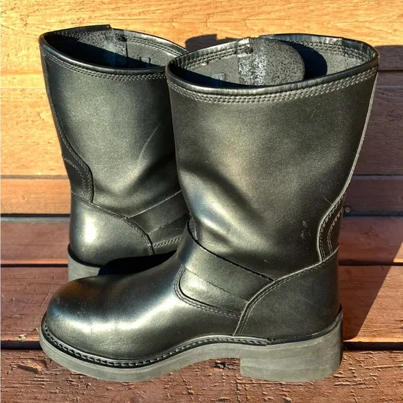COPY - Herman Survivors motorcycle combat leather boots. Mens 9. Steel toe. Lik…