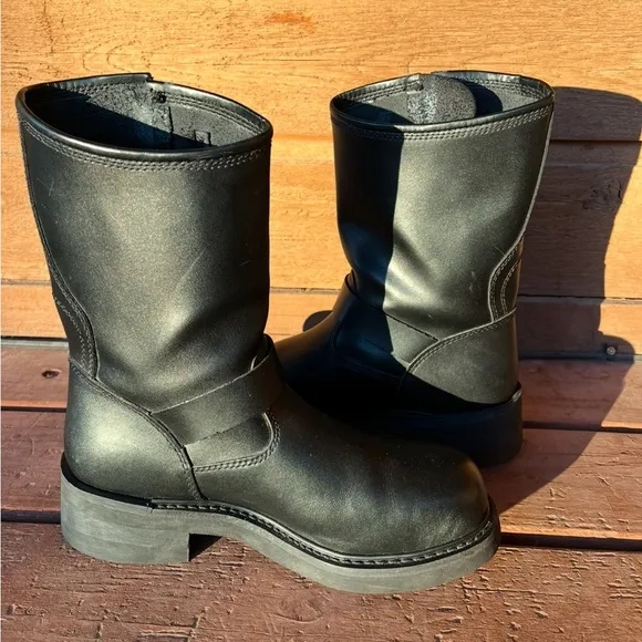 COPY - Herman Survivors motorcycle combat leather boots. Mens 9. Steel toe. Lik…