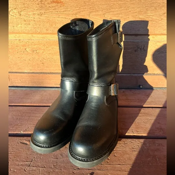 COPY - Herman Survivors motorcycle combat leather boots. Mens 9. Steel toe. Lik…