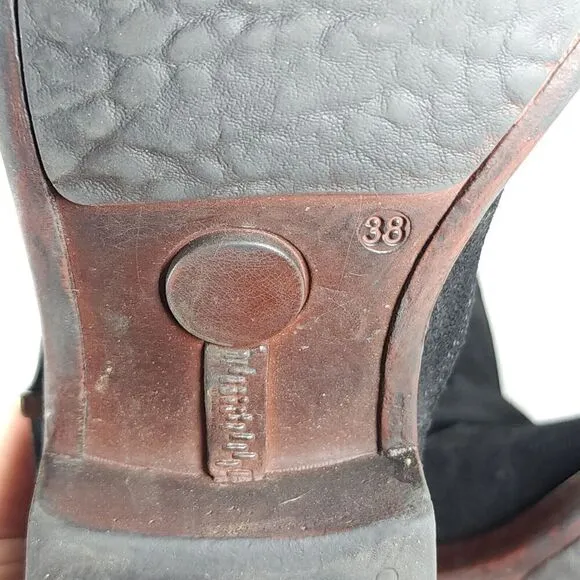 Cordani Italian Women's EU38 US7-7,5 Black Suede Leather Buckle Biker Boots