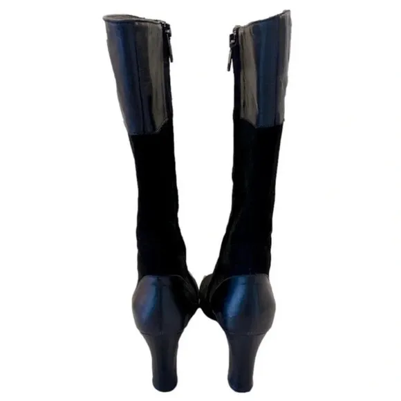 Cordani Vero Cuoio Black Suede &amp; Leather Tall Heeled Boots EU 38.5 US Women's 8
