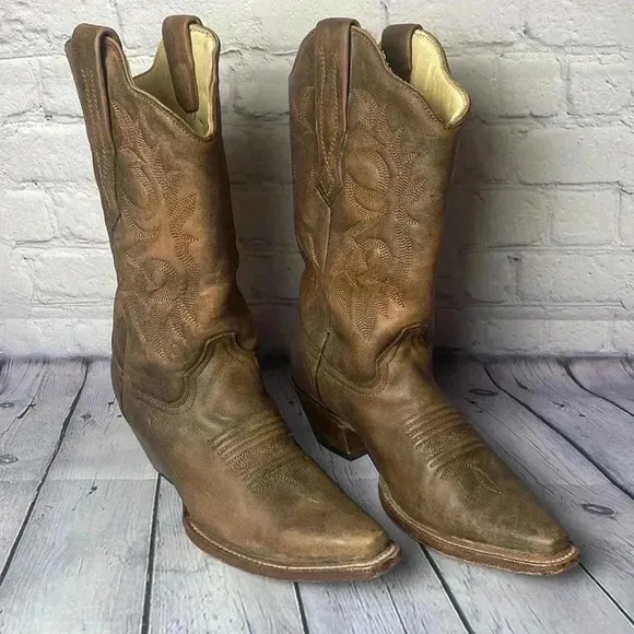 Corral Naham Boots Womens 6.5 M Distressed Brown Leather Cowboy Western C2030