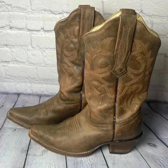 Corral Naham Boots Womens 6.5 M Distressed Brown Leather Cowboy Western C2030