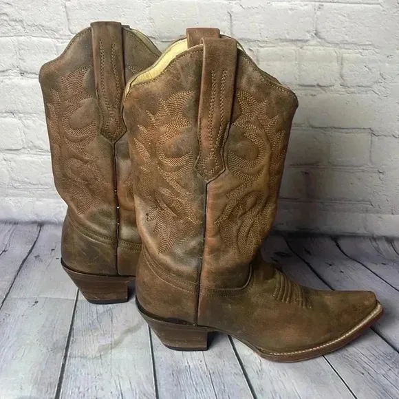 Corral Naham Boots Womens 6.5 M Distressed Brown Leather Cowboy Western C2030