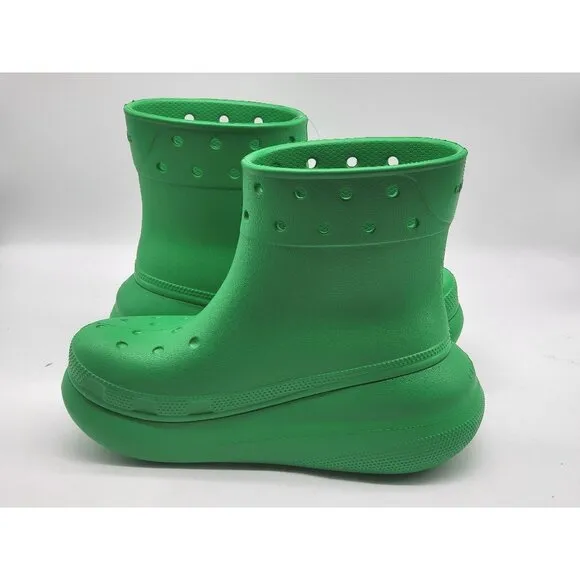 Crocs Classic Crush Waterproof Green Grass Womens Rain Boots Size 5