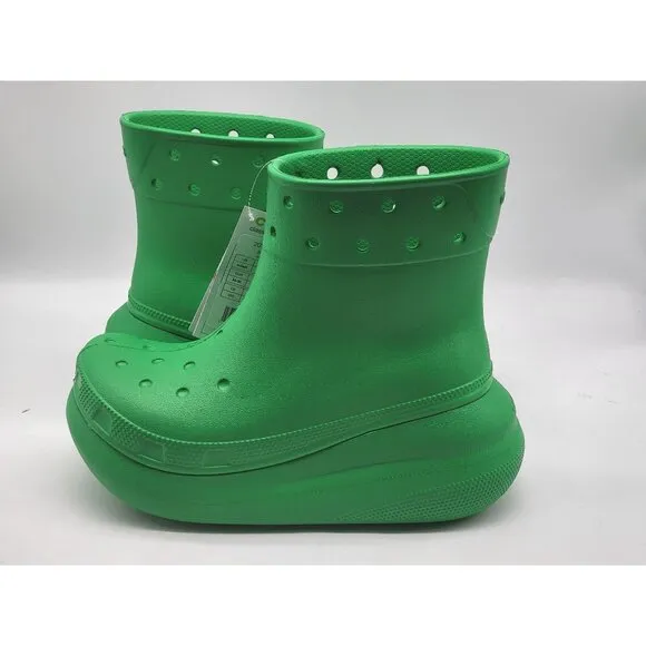 Crocs Classic Crush Waterproof Green Grass Womens Rain Boots Size 5