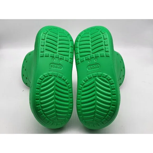 Crocs Classic Crush Waterproof Green Grass Womens Rain Boots Size 5