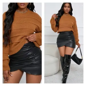 CUPCAKES &amp; CASHMERE x Revolve Burnt Orange Oversized Cable Knit Sweater XL