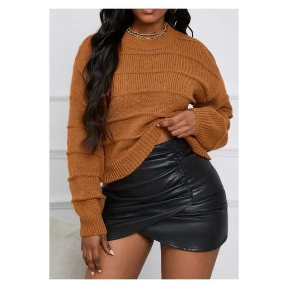 CUPCAKES &amp; CASHMERE x Revolve Burnt Orange Oversized Cable Knit Sweater XL
