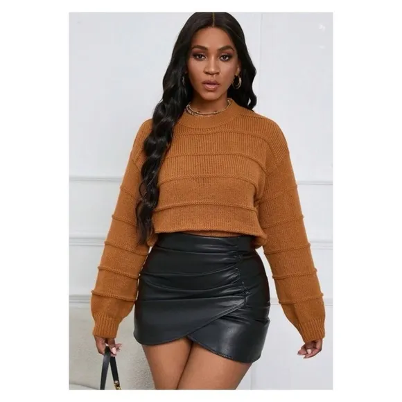 CUPCAKES &amp; CASHMERE x Revolve Burnt Orange Oversized Cable Knit Sweater XL