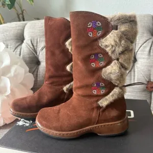 Dansko Brown Suede Faux Fur Trimmed Women's Boots 37 US 7