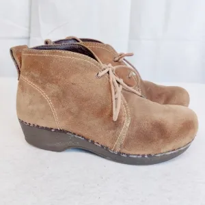 Dansko Clog Ankle Chukka Boots  Brown Nubuck Leather Sz 38