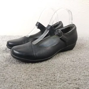 Dansko Fawna Mary Jane Womens 38 EU Comfort Shoes Black Leather Wedge Casual