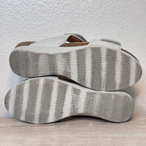 Dansko Maddy Beige Two Strap Slip On Wedge Sandal Size 38, US 7.5-8
