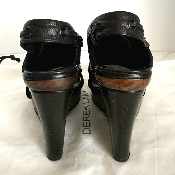Derek Lam Genuine Leather Wedge Slingback Sandals - Black Size 37