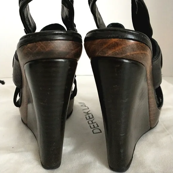 Derek Lam Genuine Leather Wedge Slingback Sandals - Black Size 37