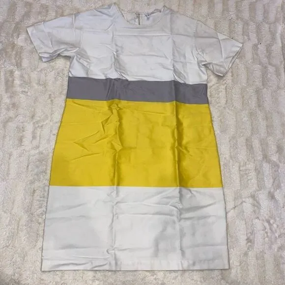 Derek Lam white and yellow modern short sleeve shirt dress | Sz 4