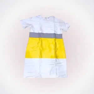 Derek Lam white and yellow modern short sleeve shirt dress | Sz 4