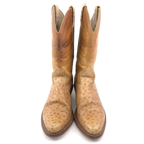 Dexter Faux Ostrich Western Boots 8.5 WW