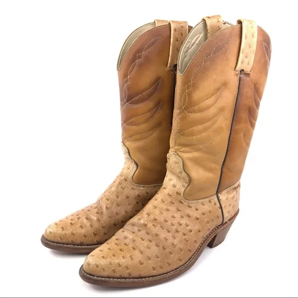 Dexter Faux Ostrich Western Boots 8.5 WW