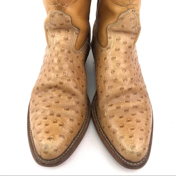 Dexter Faux Ostrich Western Boots 8.5 WW