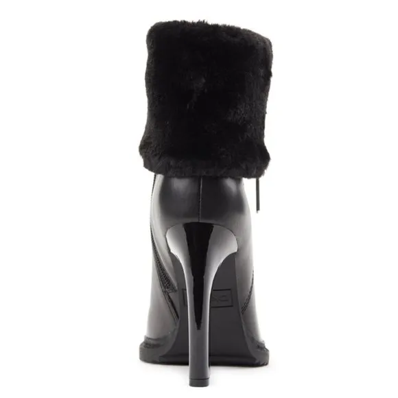 DKNY black SONYA fur-cuff leather boot 7