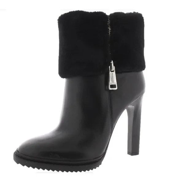 DKNY black SONYA fur-cuff leather boot 7