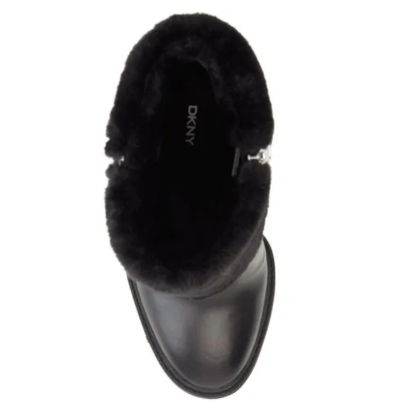 DKNY black SONYA fur-cuff leather boot 7