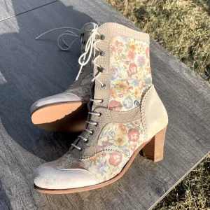 DKODE boot lace up floral suede EU42