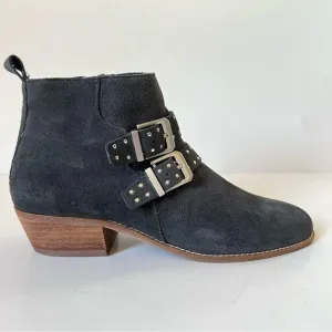 Dolce Vita Carlen Gray Suede Studded Buckle Ankle Booties Size 7.5