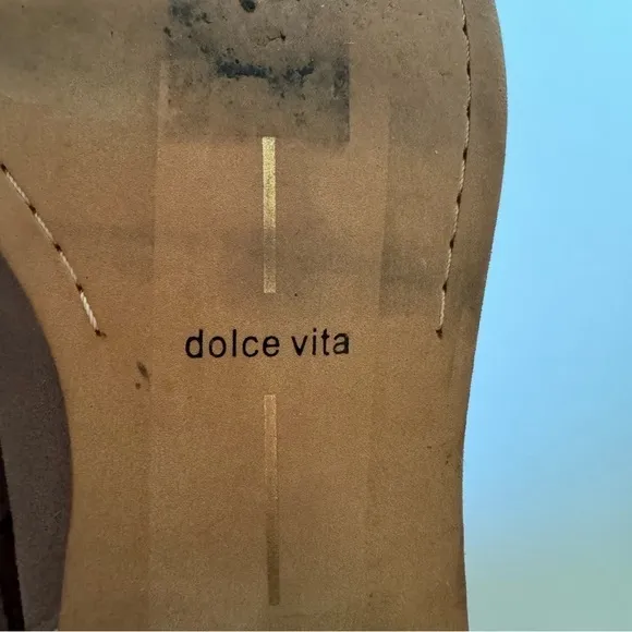 Dolce Vita Kadie Taupe Tan Suede Western Wood Block Heel Ankle Boots Size 10 EC