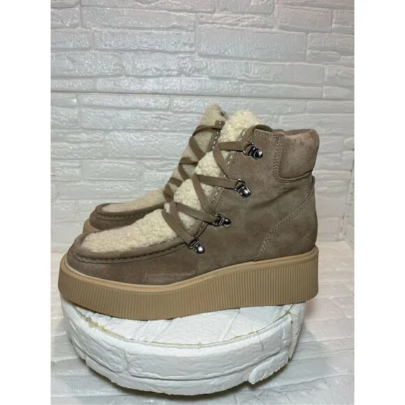 Dolce Vita | NEW Truffle Jasmin Sherpa Faux Suede Platform Ankle Boots Size 7.5
