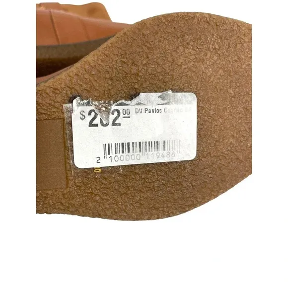 Dolce Vita Womens Pavlos Cognac Leather Ankle Boots Wedge Heeled Booties Sz 8.5
