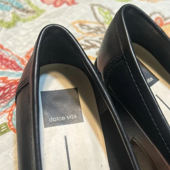 Dolce Vita Yanni Platform Heel Penny Loafer Women's Flats Black Leather Y2K 90s