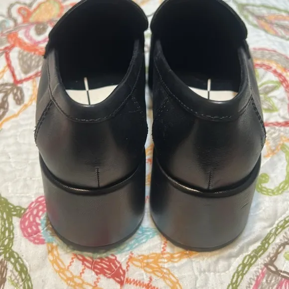 Dolce Vita Yanni Platform Heel Penny Loafer Women's Flats Black Leather Y2K 90s