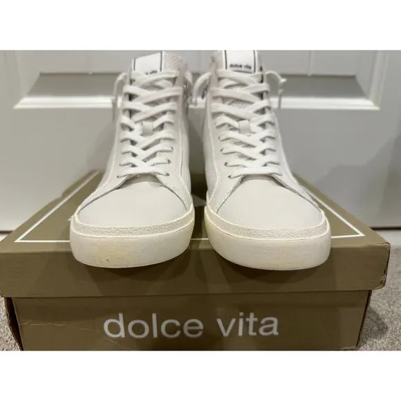 Dolce Vita Zohara Shoes White Perforated Leather Size 7.5 NIB Leather Casual