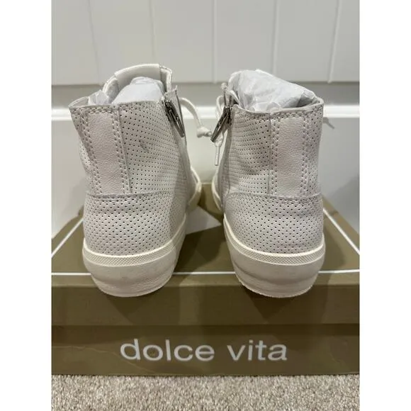 Dolce Vita Zohara Shoes White Perforated Leather Size 7.5 NIB Leather Casual