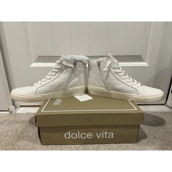 Dolce Vita Zohara Shoes White Perforated Leather Size 7.5 NIB Leather Casual