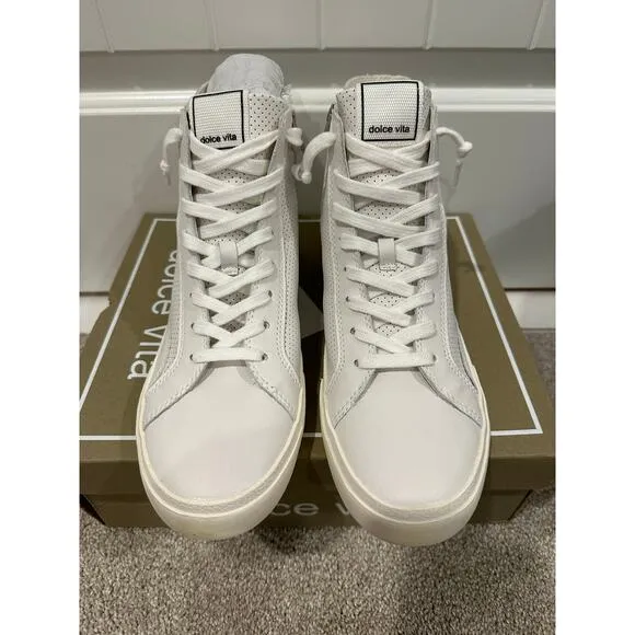 Dolce Vita Zohara Shoes White Perforated Leather Size 7.5 NIB Leather Casual