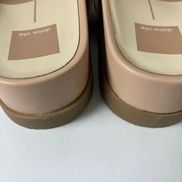 Dolce Vita cream leather platform slide sandals size 8.5