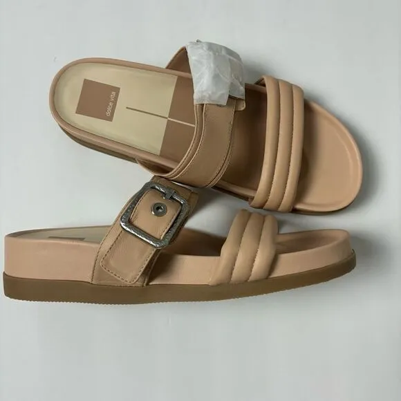 Dolce Vita cream leather platform slide sandals size 8.5