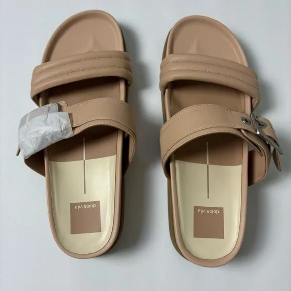 Dolce Vita cream leather platform slide sandals size 8.5