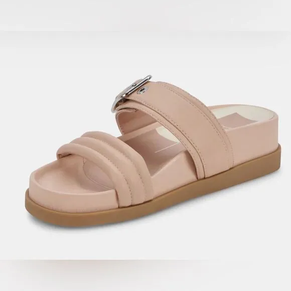 Dolce Vita cream leather platform slide sandals size 8.5