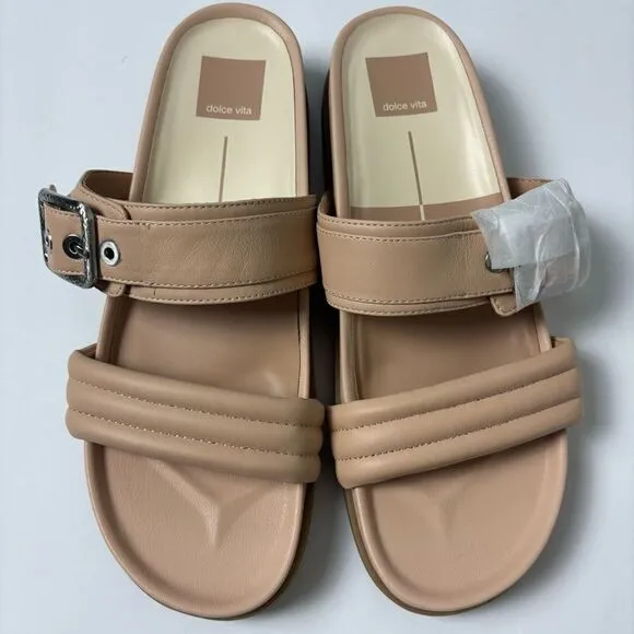 Dolce Vita cream leather platform slide sandals size 8.5