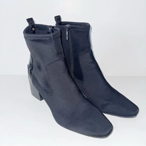 Donald Pliner ABBIE WOMENS SUEDE SQUARE TOE ANKLE BOOTS BLACK Sz 9