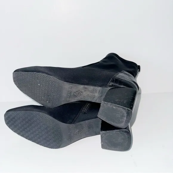 Donald Pliner ABBIE WOMENS SUEDE SQUARE TOE ANKLE BOOTS BLACK Sz 9