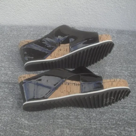 Donald Pliner Black Patent Leather 3&quot; Platform Sandals