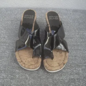 Donald Pliner Black Patent Leather 3&quot; Platform Sandals