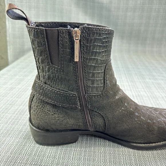 Donald Pliner Boots Mens 10.5 Josh I20 Brown Leather Faux Alligator Zip