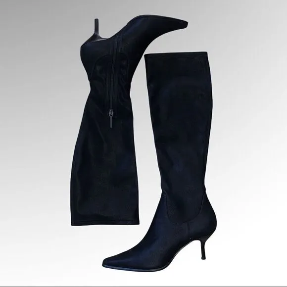Donald J Pliner Black Suede Knee High Lola Boots, Size 8M New Without Box